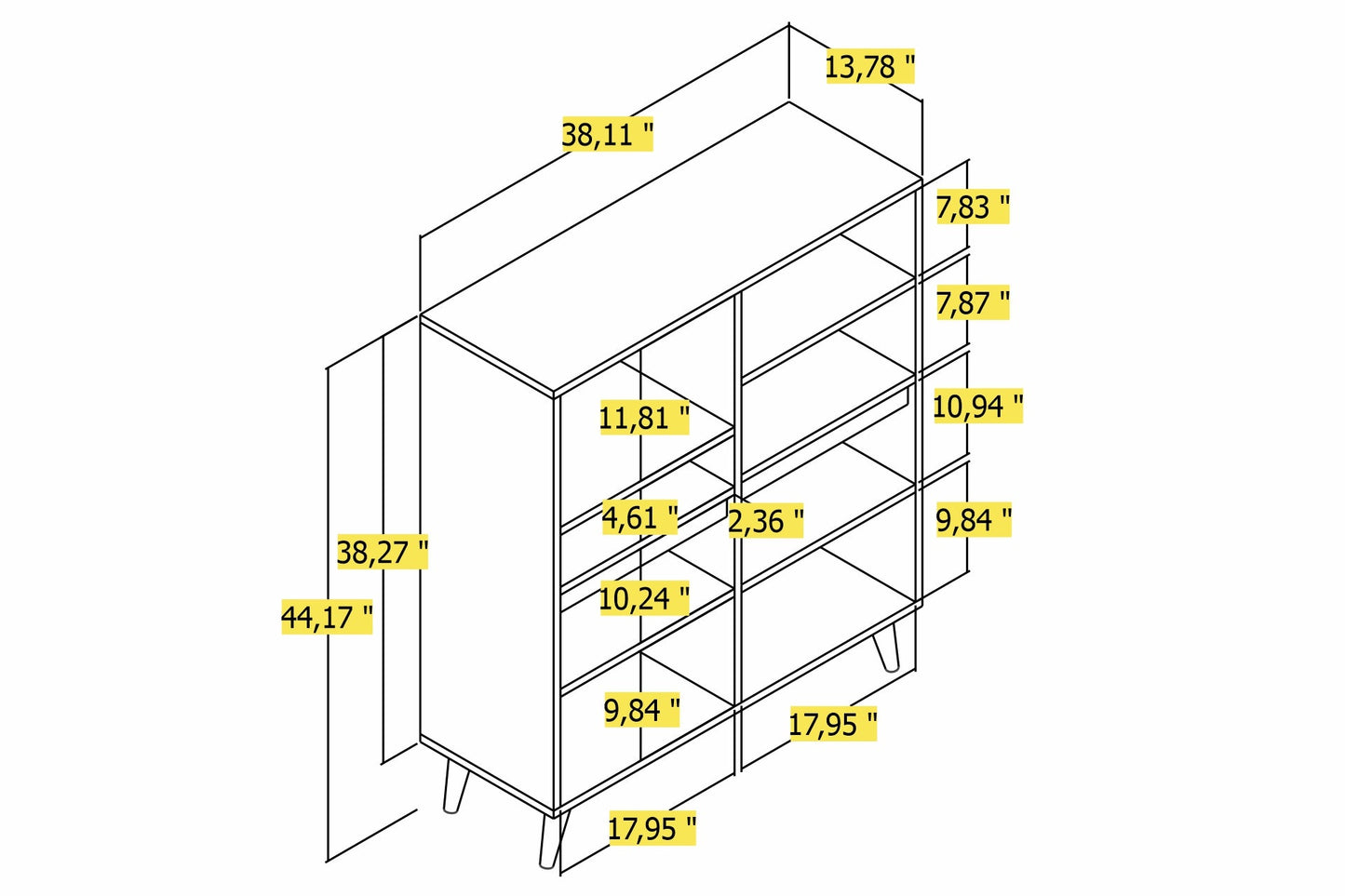 Vagos 3 Door and Open Shelf Multi-purpose Cabinet