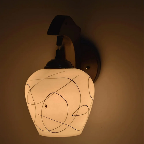 AG APPORVA GLASS Modern Fosted Glass Wall Lamps woodenLight with Hand